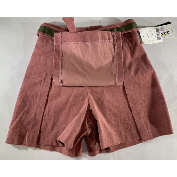 Amy Byer Girls 6X Pink Stretch Corduroy Skort With Green Belt Detail Pull On NEW - Picture 3 of 11